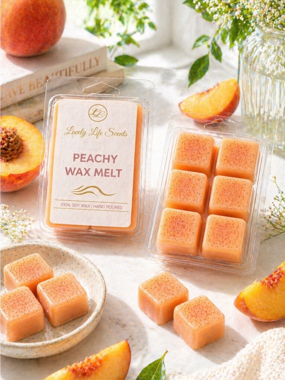 Peachy Hand Poured Premium Soy Wax Melt by Lovely Life Scents